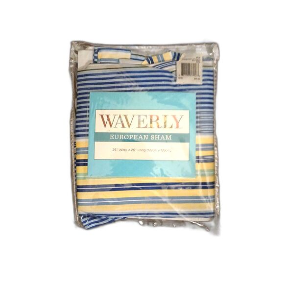 Waverly European Sham Floral Engagement Porcelain Striped 26x26 New in Package - Picture 3 of 3